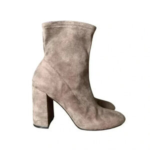 BCBGeneration Lilianna Ankle Sock Bootie Taupe Stretch Suede Womens Size 7.5